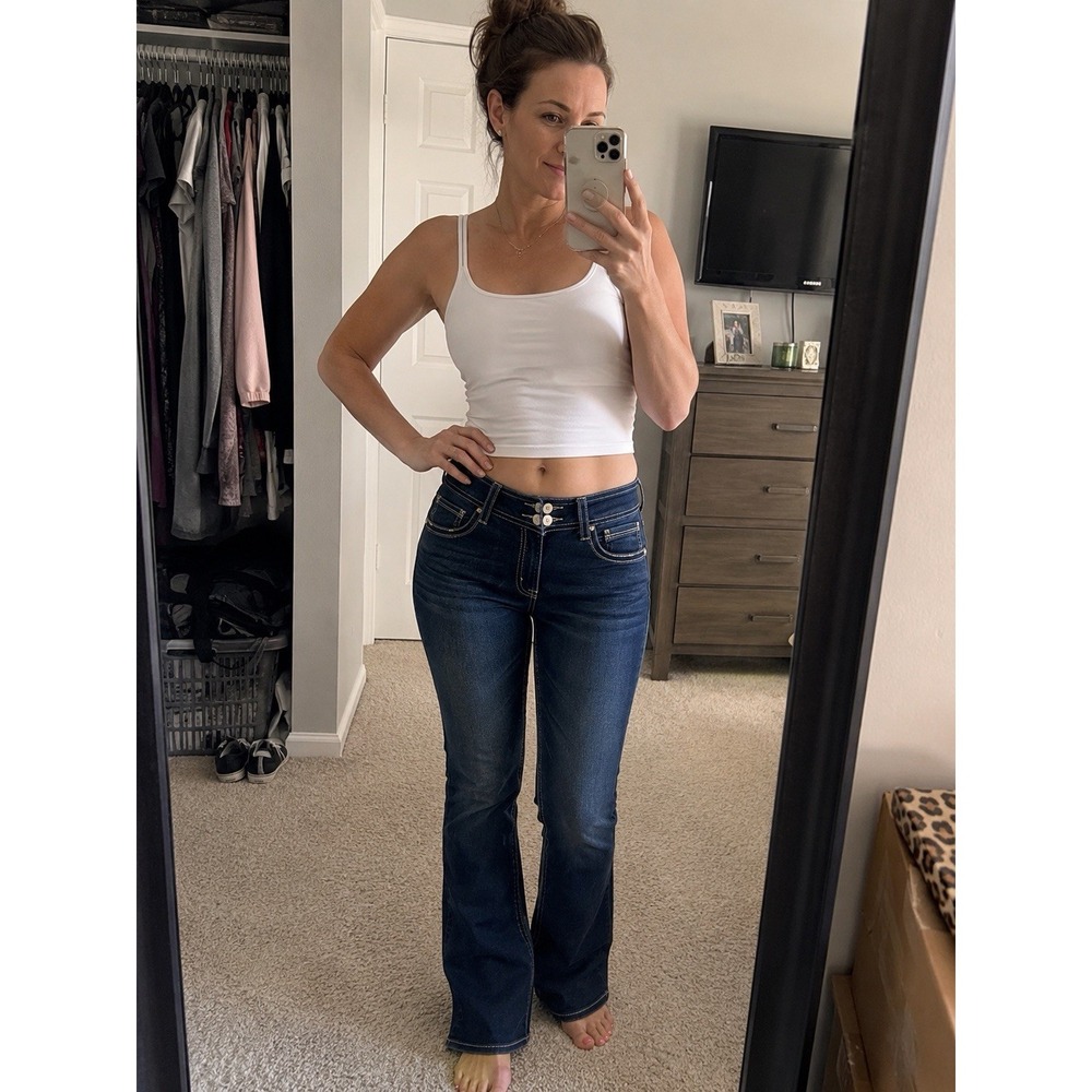 WallFlower Luscious Curvy Fit Jeans Womens 7 Reg Bootcut Flap Pocket Stretch